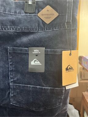 Quiksilver Navy Corduroy Tapered Fit Pants